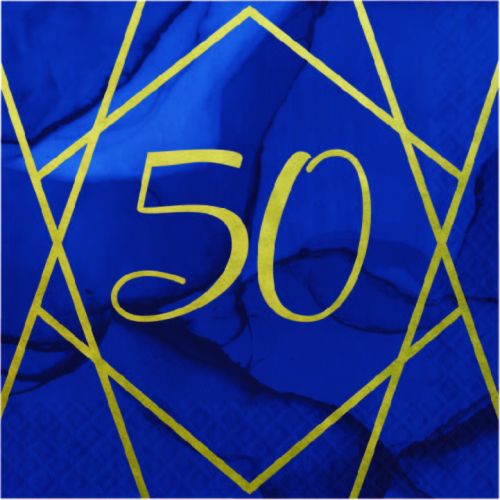 16 x Navy & Gold Geode 50th Birthday Napkins