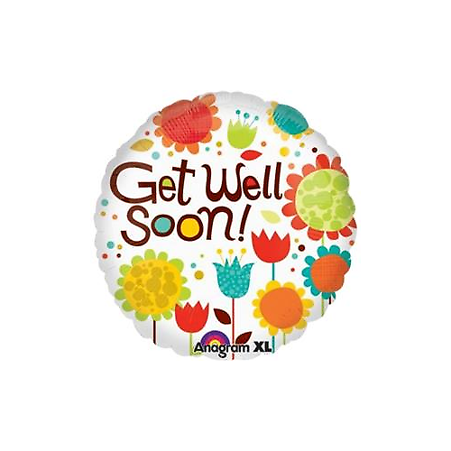 Get Well Soon Cheery Flowers Foil Balloon