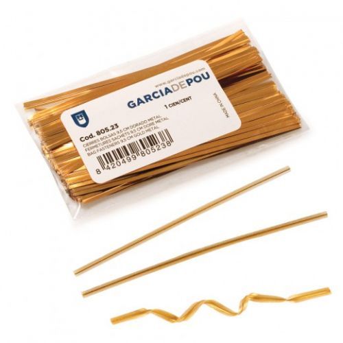 100 x Metallic Gold Twist Tie Bag Fasteners