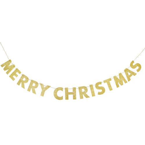 Merry Christmas Gold Glitter Letter banner