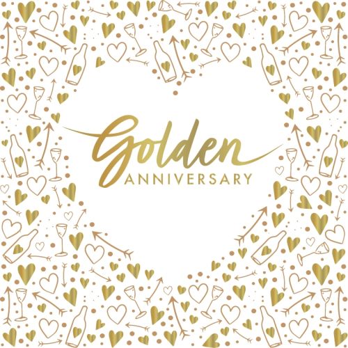 16 x Golden Anniversary Foil Stamped napkins