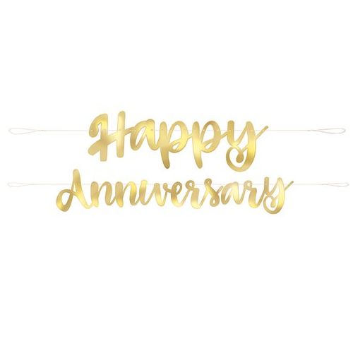 Gold Happy Anniversary Script Letter Banner