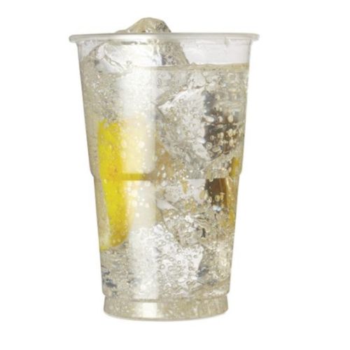 50 x Clear Plastic Half Pint Glasses