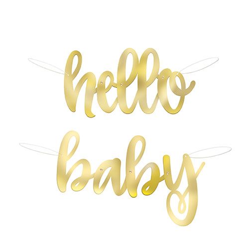 Gold Hello Baby Letter Banner