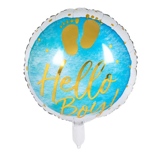 Blue & Gold 'Hello Boy'  Standard Foil Balloon