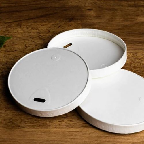 100 x White Paper Sip-thru Lid To Fit 12oz Paper Hot Drinks Cups