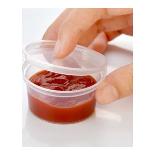 100 x 4oz Hinged Lidded Plastic Sauce Pots