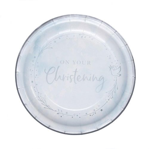 Blue On Your Christening 9" Paper Plates