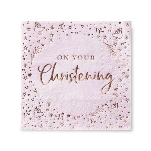 Pink On Your Christening Napkins