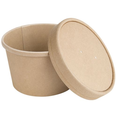 500 x Paper Lids For Kraft Paper Soup Tubs