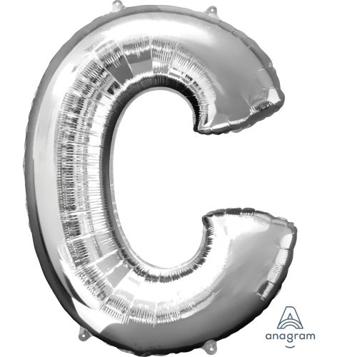 Large 34" Silver Foil Letter Balloons-C