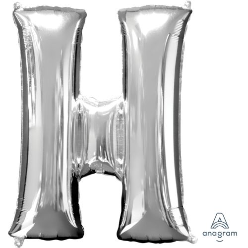 Large 34" Silver Foil Letter Balloons-H