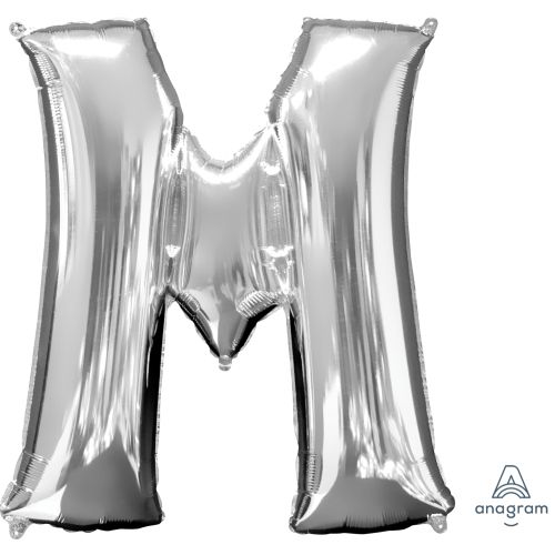 Large 34" Silver Foil Letter Balloons-M