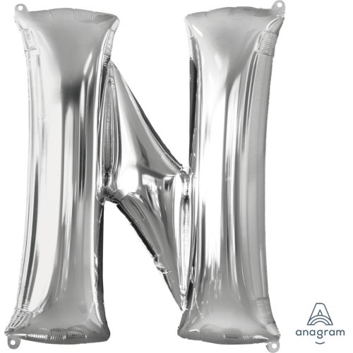 Large 34" Silver Foil Letter Balloons-N