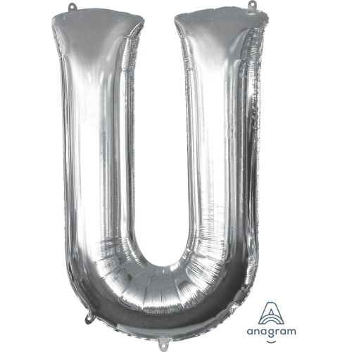 Large 34" Silver Foil Letter Balloons-U