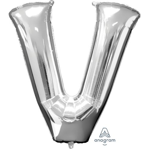 Large 34" Silver Foil Letter Balloons-V