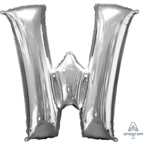 Large 34" Silver Foil Letter Balloons-W