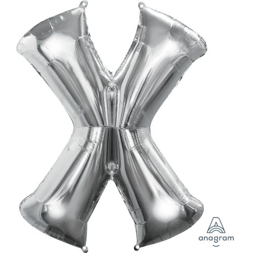 Large 34" Silver Foil Letter Balloons-X