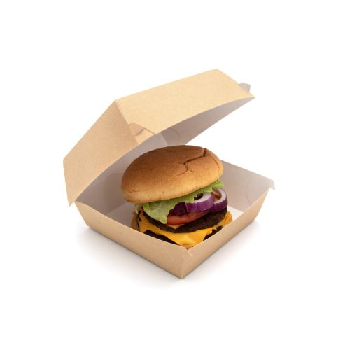 250 x Kraft Card 5" Clamshell Burger Boxes