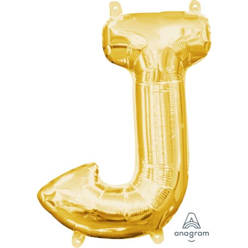 16" Gold Air Fill Letter Balloons-J