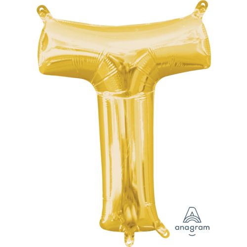 16" Gold Air Fill Letter Balloons-T