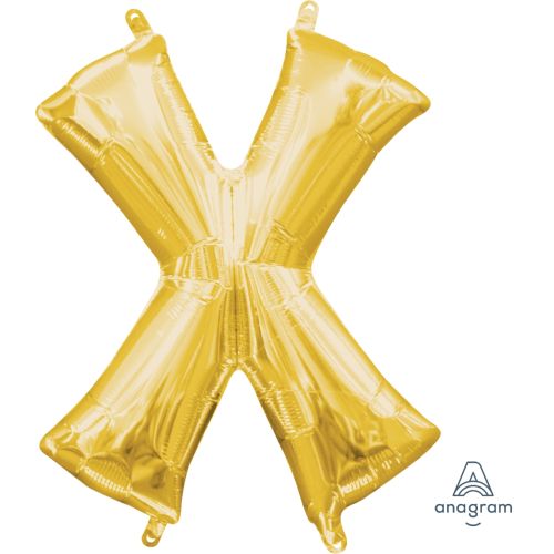 16" Gold Air Fill Letter Balloons-X