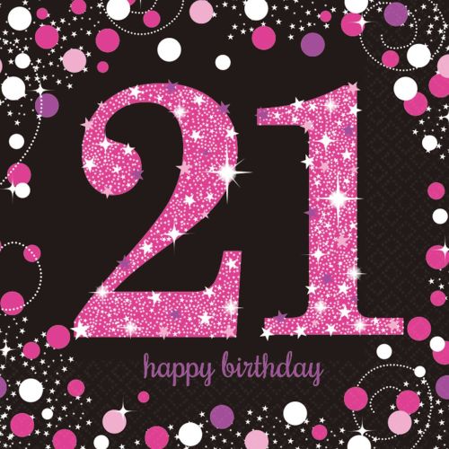 Happy Milestone Birthday Pink Celebration Napkins (Pack of 16 )