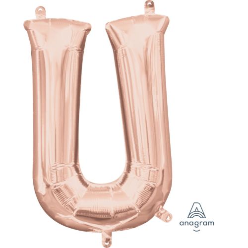 16" Rose Gold Air Fill Letter Balloons-U