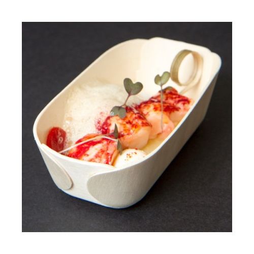 100 x Ovenable Wooden Food Tray - 125x65x40mm