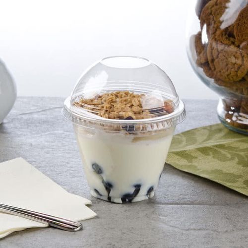 50 x Clear PET Plastic Ice Cream Pots With Dome Lids
