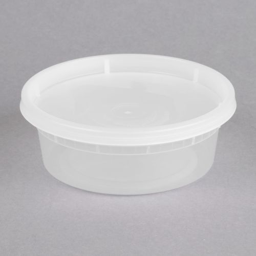 235 x 8oz Microwavable Round Plastic Containers & Lids