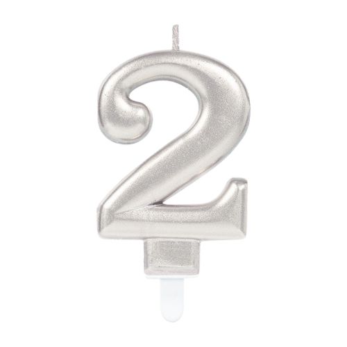 Metallic Silver Number Candle