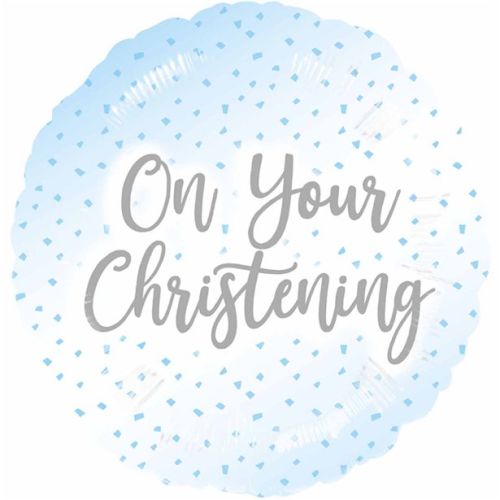 Blue On Your Christening Standard Foil Balloon