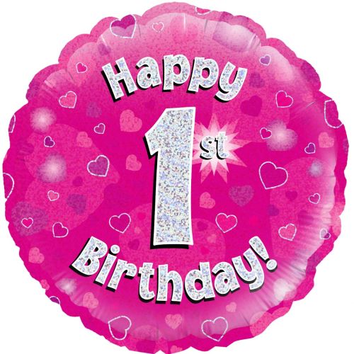 Pink Holographic Age Birthday Foil Balloon
