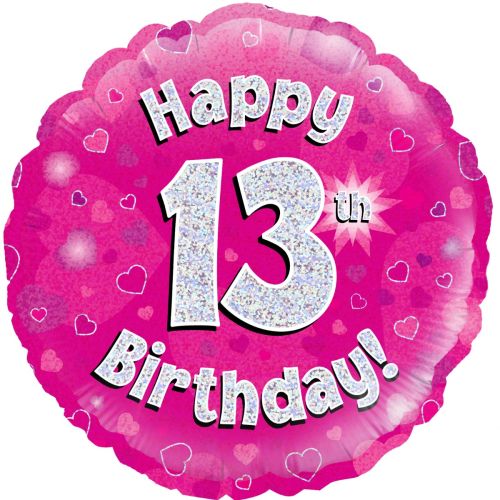 Pink Holographic 13th Milestone Birthday Foil Balloon