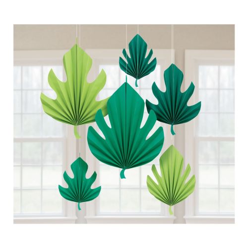 6 x Hawaiian Palm Leaf Shaped Fans