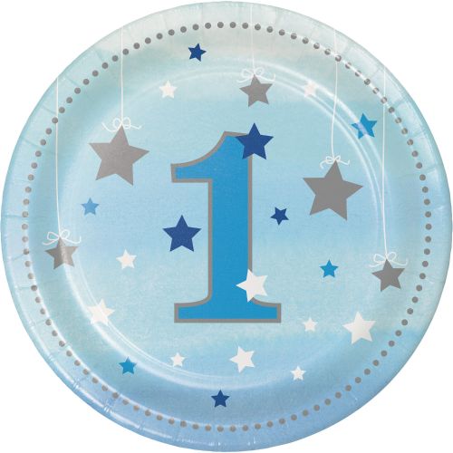 8 x Blue 1st Birthday Twinkle Little Star Small Plates