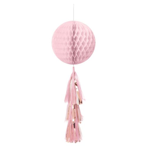 Rose Gold Blush Large Hanging Honeycomb Decoration With Tassel