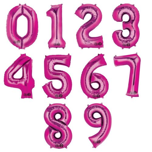 Large 34" Pink Foil Number Balloons