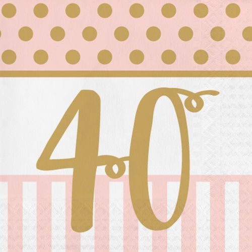 20 x Pink Chic Age 40 Napkins