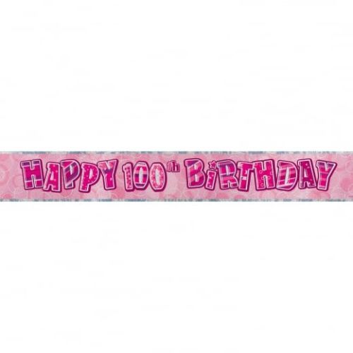 Pink Glitz 100th Birthday Foil Banner