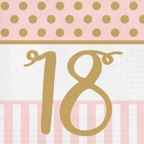 20 x Pink Chic Age 18 Napkins