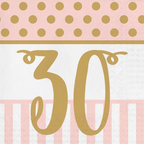 20 x Pink Chic Age 30 Napkins