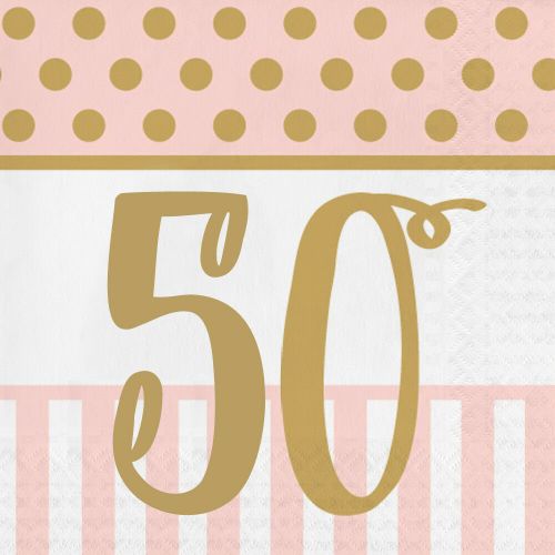 20 x Pink Chic Age 50 Napkins