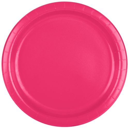 16 x Hot Pink Round Paper Party Plates