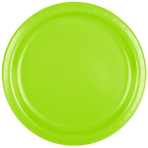 16 x Lime Green Round Paper Party Plates