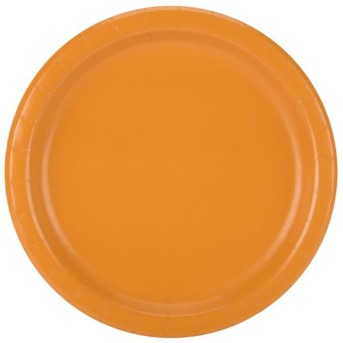 16 x Orange Round Paper Party Plates