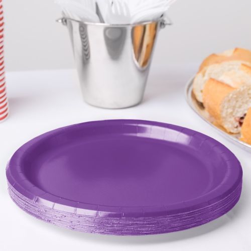 16 x Purple Round Paper Party Plates