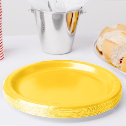 16 x Yellow Round Paper Party Plates