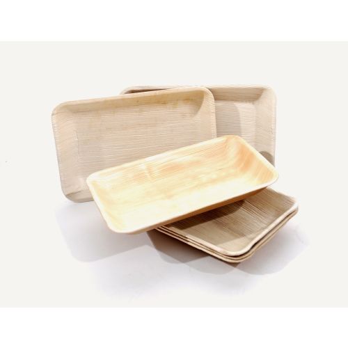 Rectangular Biodegradable Palm Leaf Plates - Multiple Sizes